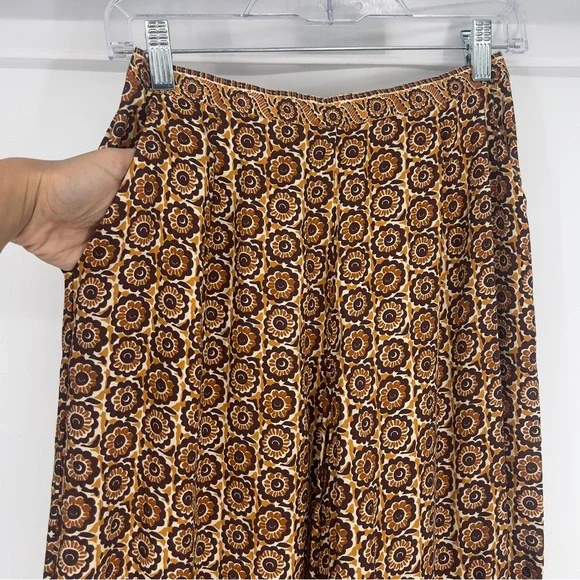 Spell & the Gypsy Sannah Brown Floral Jacquard Printed Wide Leg Light Pants S - Picture 4 of 8